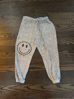 Kids Gray Smiley Jogger Pants